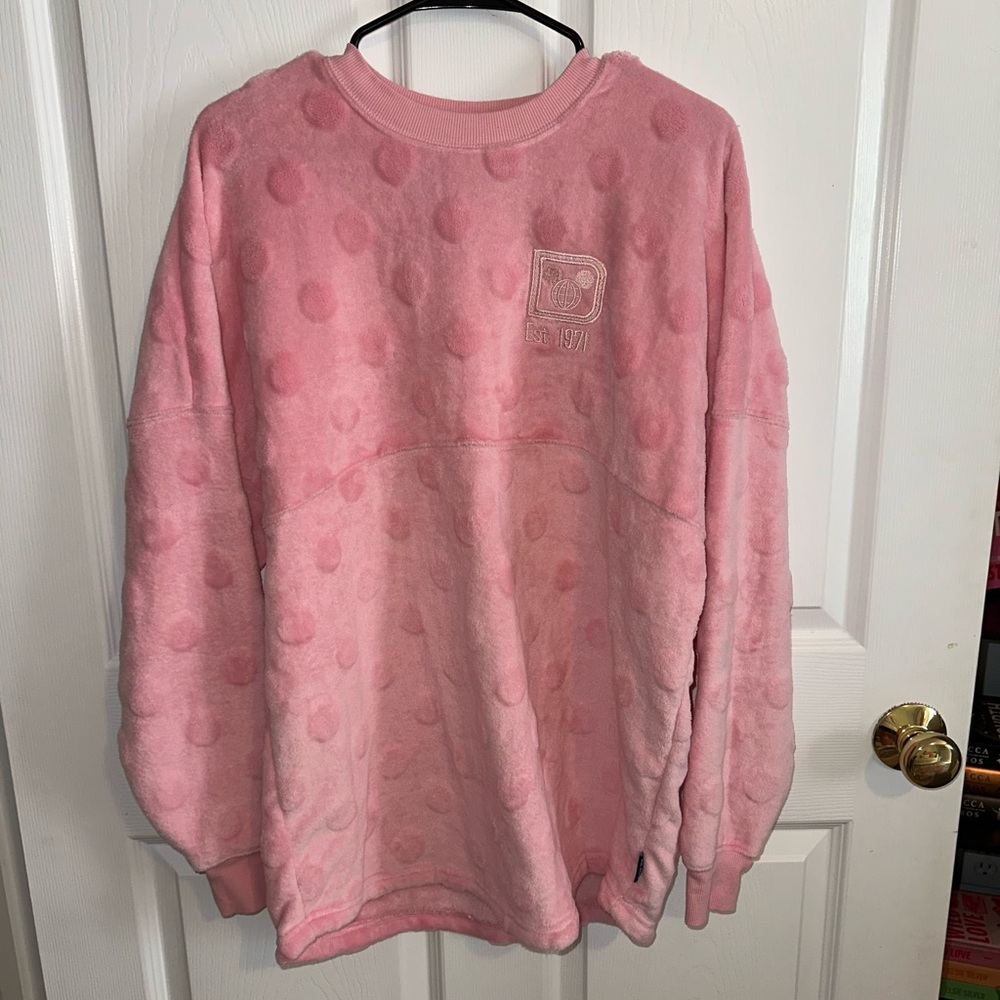 Walt Disney World Pink Polka Dot Sherpa Sweatshirt sz M